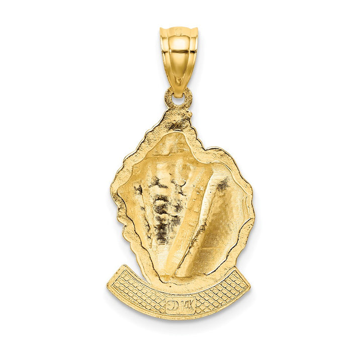 Million Charms 14K Yellow Gold Themed 2-D San Diego With Conch Shell Charm