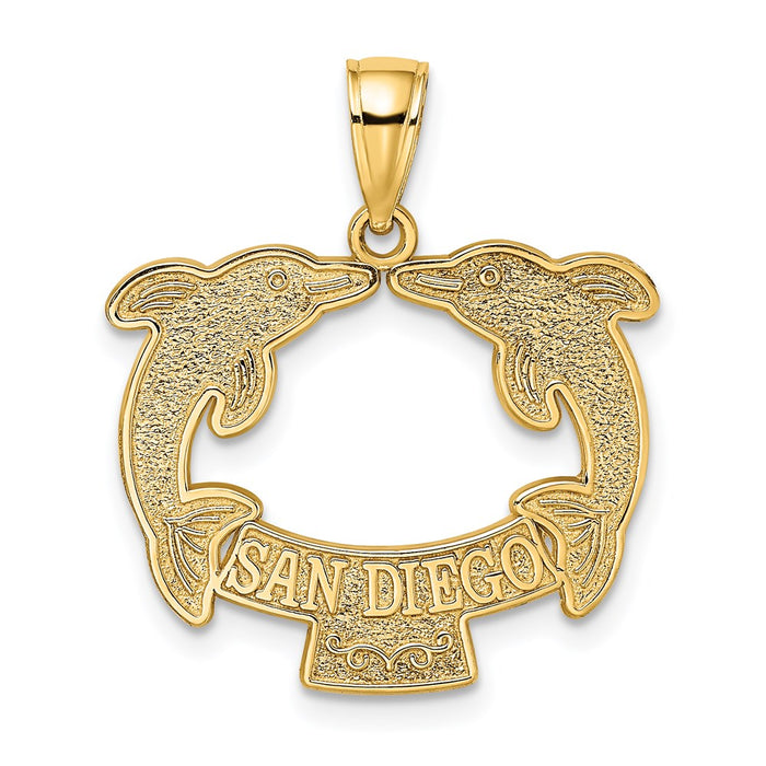 Million Charms 14K Yellow Gold Themed San Diego With Dolphins Charm