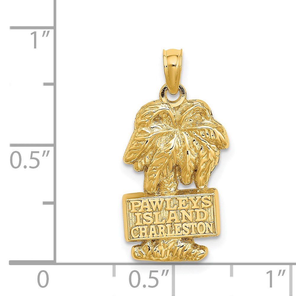 Million Charms 14K Yellow Gold Themed Palm Tree With Pawleys Island Charleston Charm
