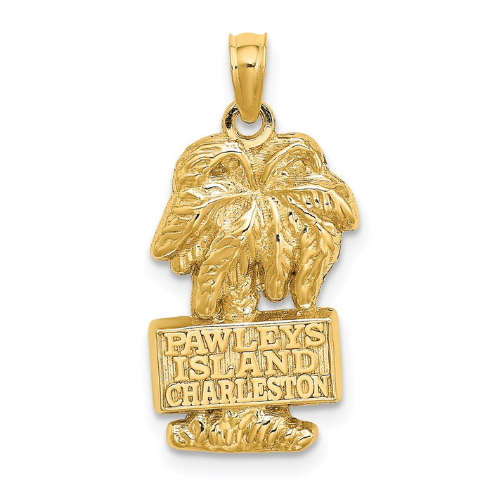 Million Charms 14K Yellow Gold Themed Palm Tree With Pawleys Island Charleston Charm