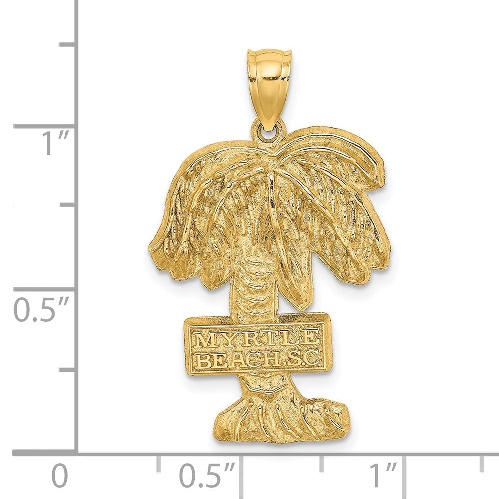 Million Charms 14K Yellow Gold Themed Large Myrtle Beach, Sc On Palm Tree Charm