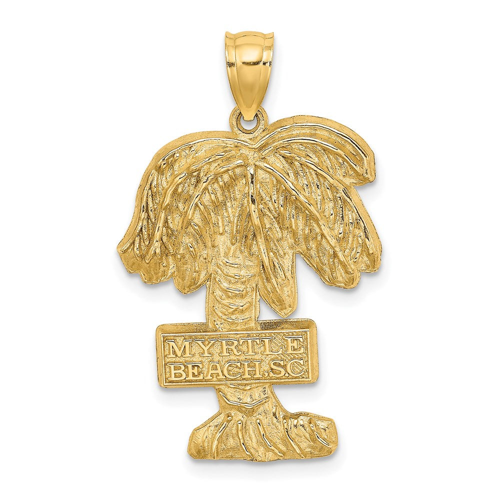 Million Charms 14K Yellow Gold Themed Large Myrtle Beach, Sc On Palm Tree Charm