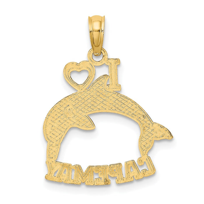 Million Charms 14K Yellow Gold Themed I Heart Cape May With Dolphin Charm