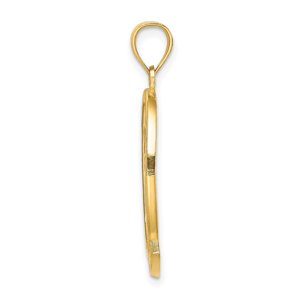 Million Charms 14K Yellow Gold Themed Religious Saint Martin With Dolphin & Sunset Charm