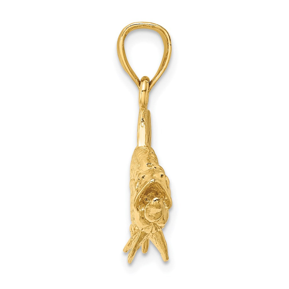 Million Charms 14K Yellow Gold Themed 3-D Textured Oxeye Tarpon Fish Charm