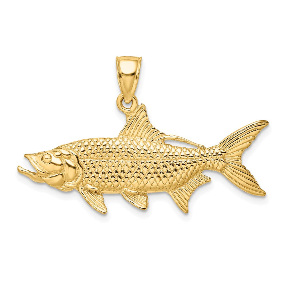 Million Charms 14K Yellow Gold Themed 3-D Textured Oxeye Tarpon Fish Charm