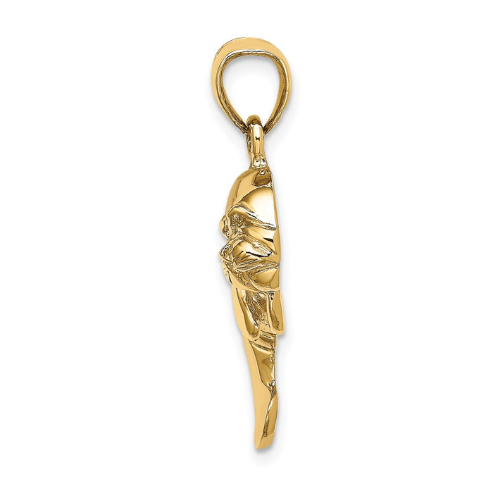 Million Charms 14K Yellow Gold Themed 2-D Polished Singel Manatee Charm