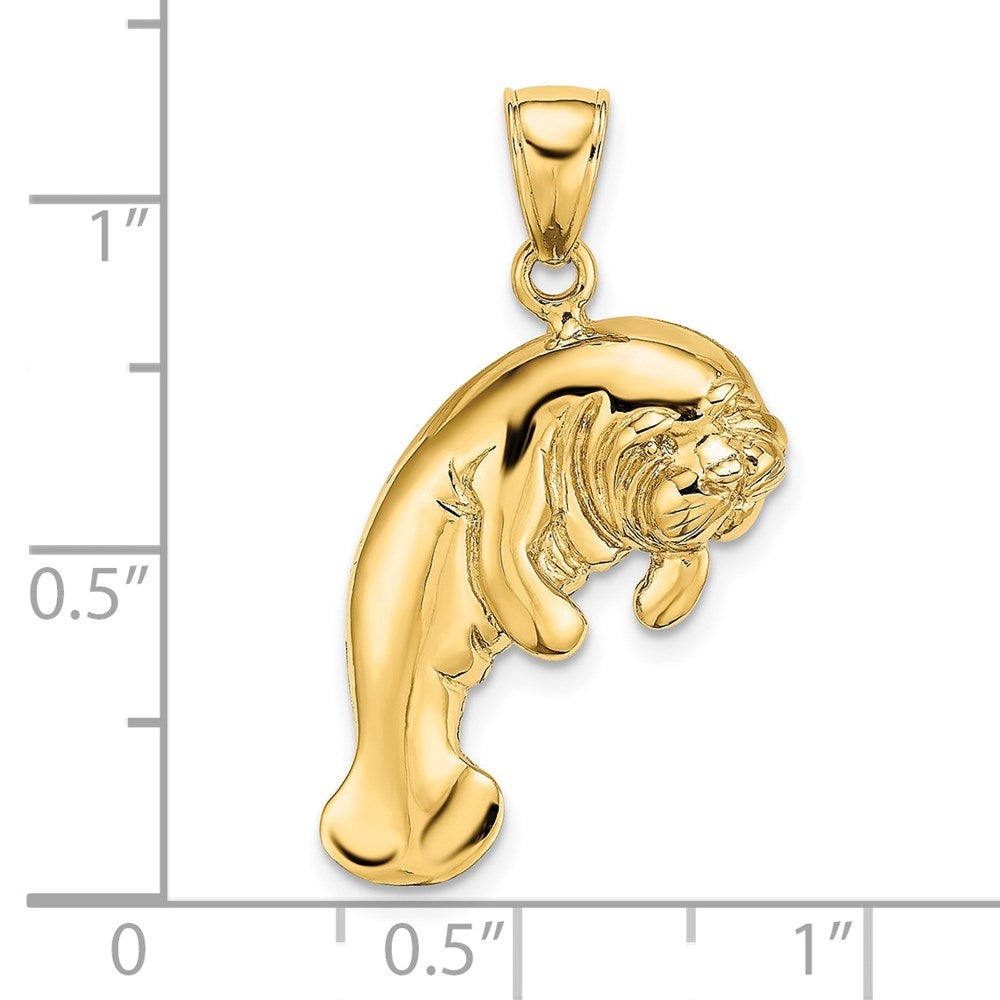 Million Charms 14K Yellow Gold Themed 2-D Polished Singel Manatee Charm
