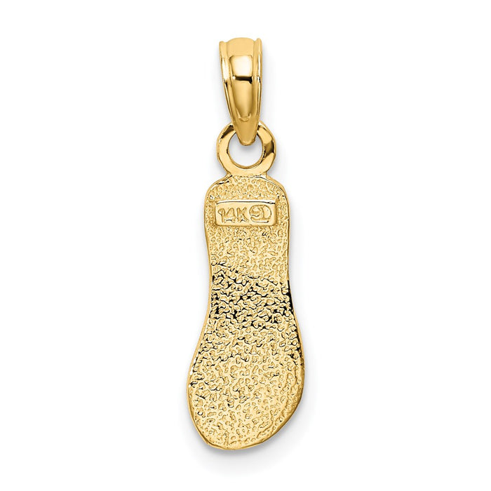 Million Charms 14K Yellow Gold Themed Textured Straps Single Flip-Flop Charm