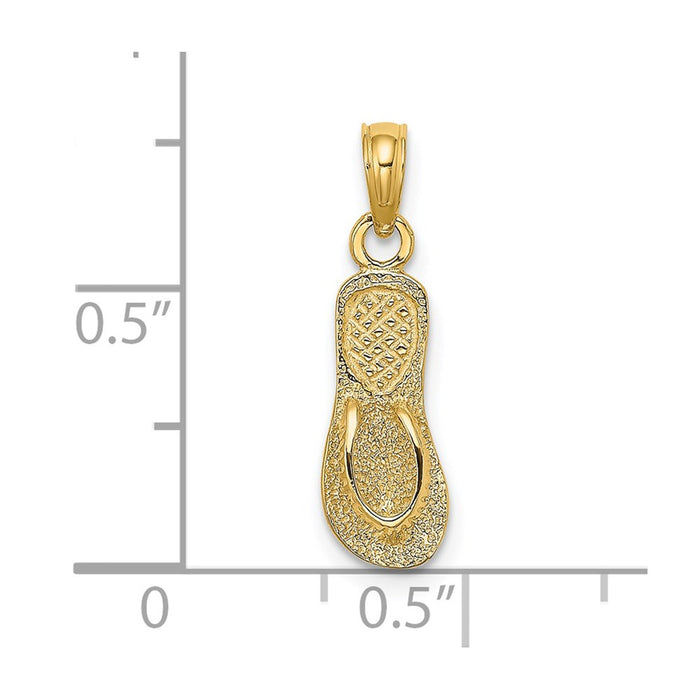 Million Charms 14K Yellow Gold Themed Textured Straps Single Flip-Flop Charm