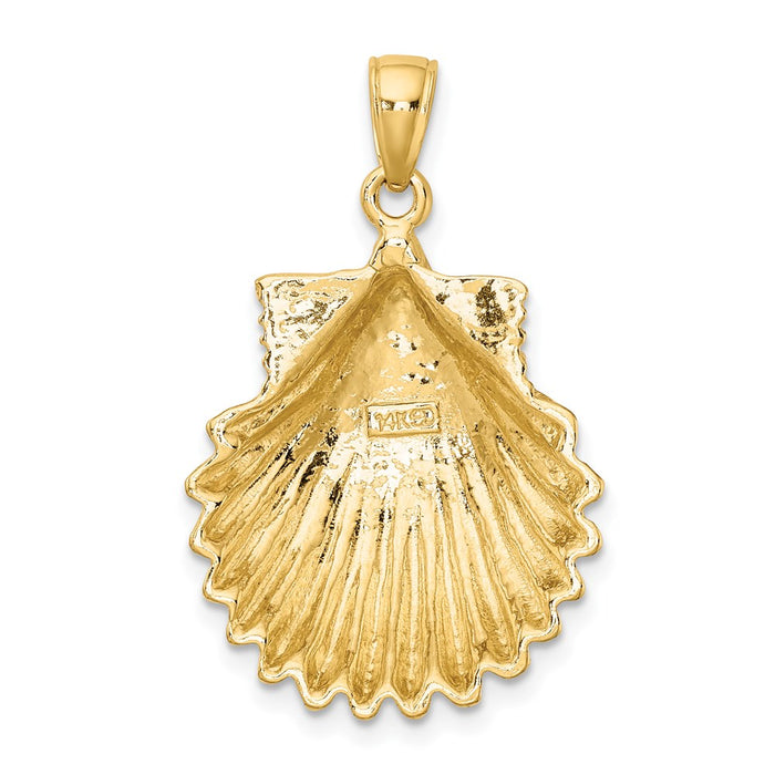 Million Charms 14K Yellow Gold Themed Polished Scallop Shell Charm