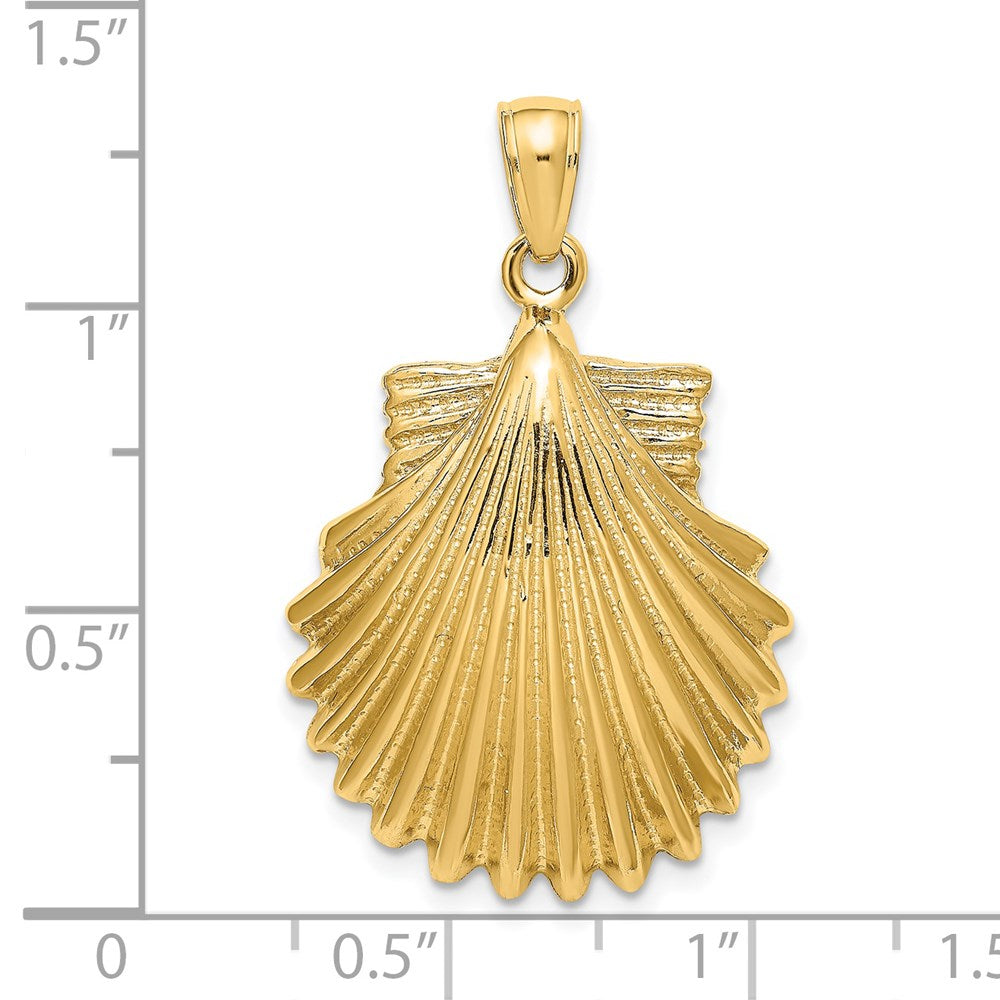 Million Charms 14K Yellow Gold Themed Polished Scallop Shell Charm