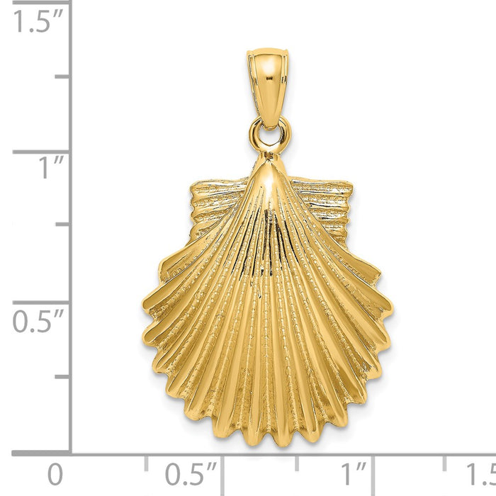 Million Charms 14K Yellow Gold Themed Polished Scallop Shell Charm