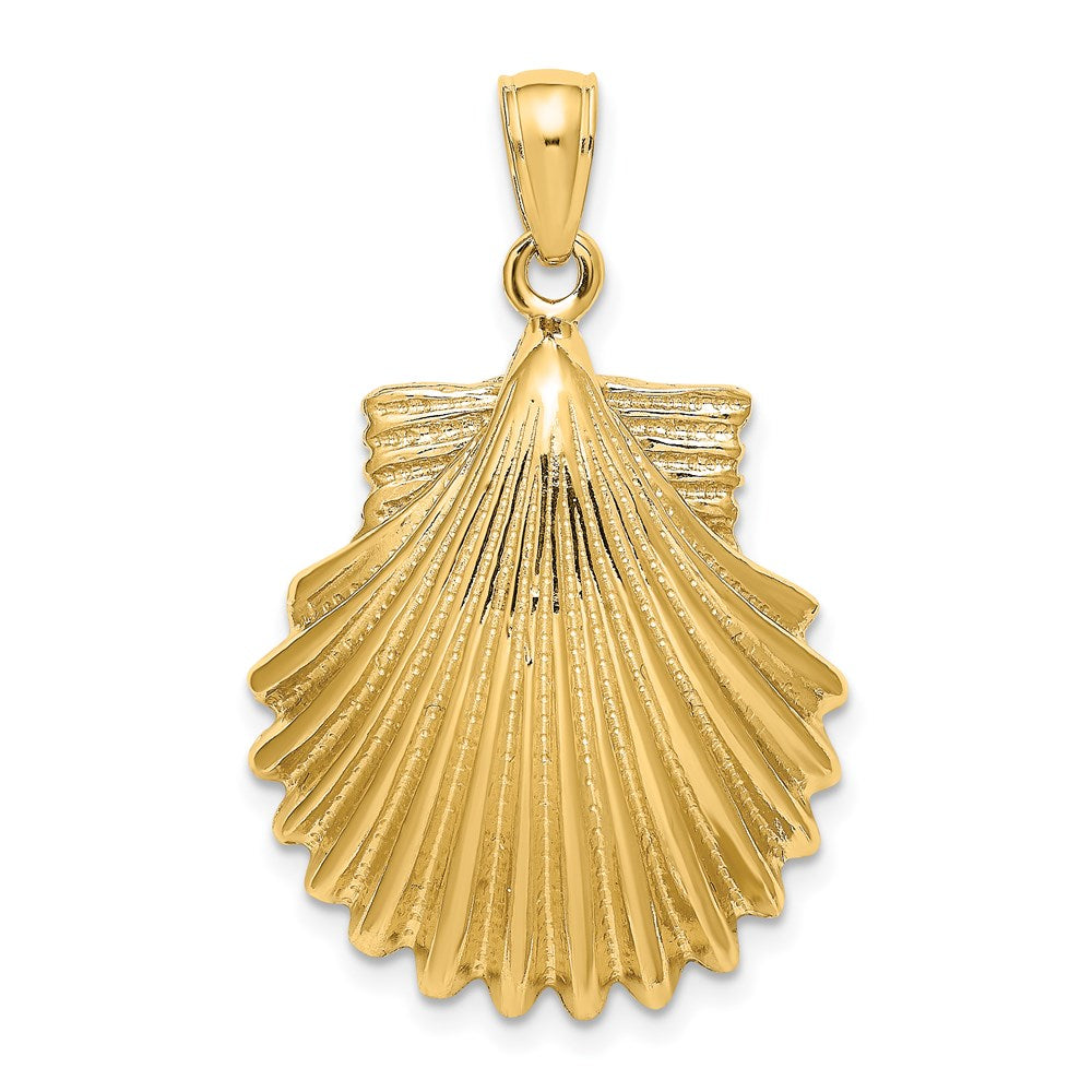 Million Charms 14K Yellow Gold Themed Polished Scallop Shell Charm