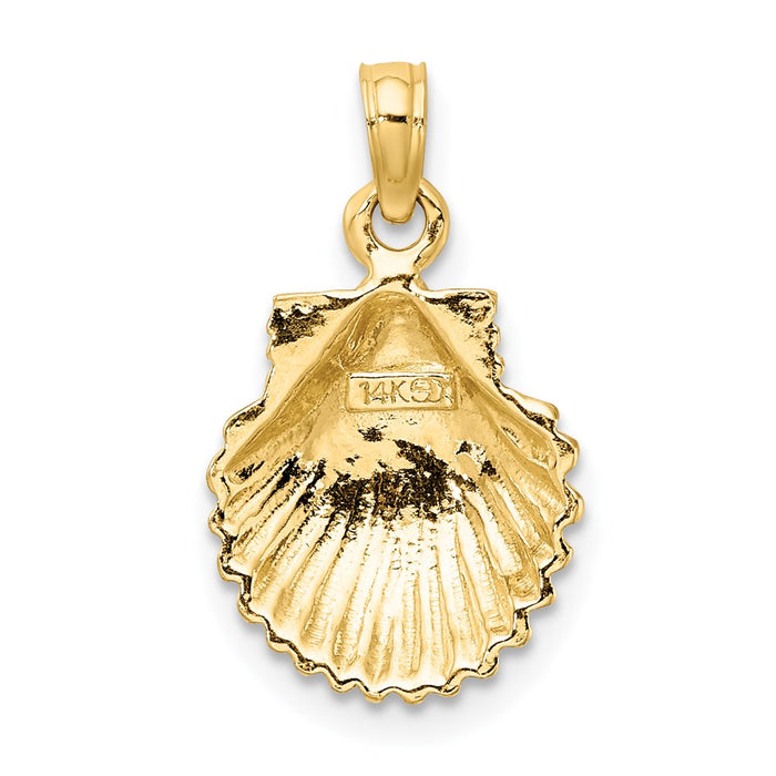 Million Charms 14K Yellow Gold Themed Polished Scallop Shell Charm