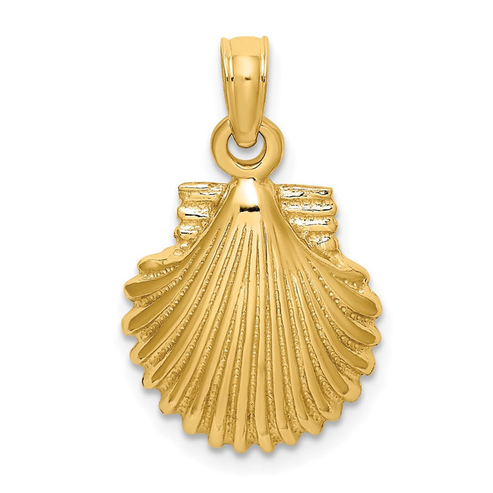 Million Charms 14K Yellow Gold Themed Polished Scallop Shell Charm