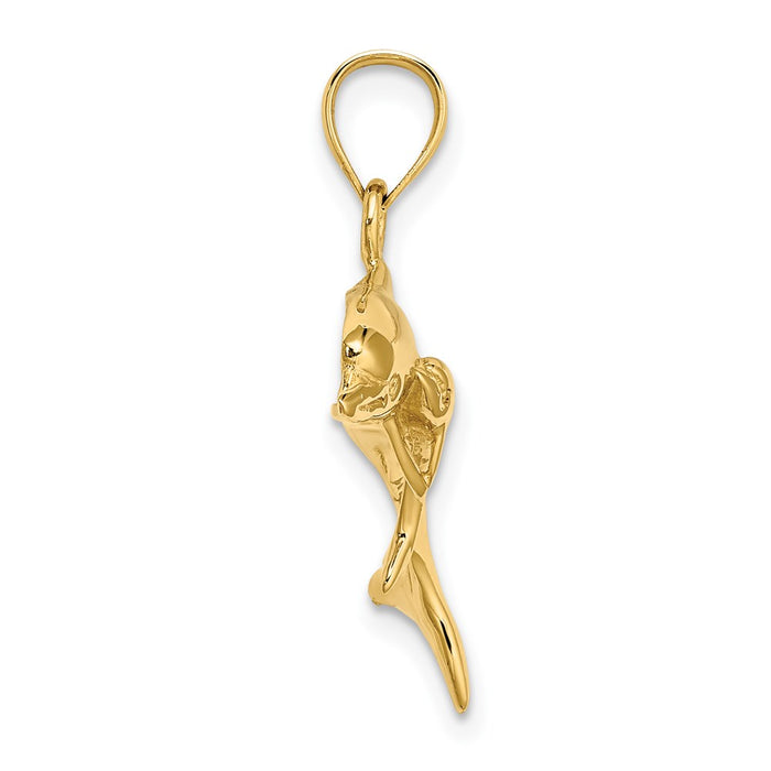 Million Charms 14K Yellow Gold Themed Polished Dolphin & Baby Charm