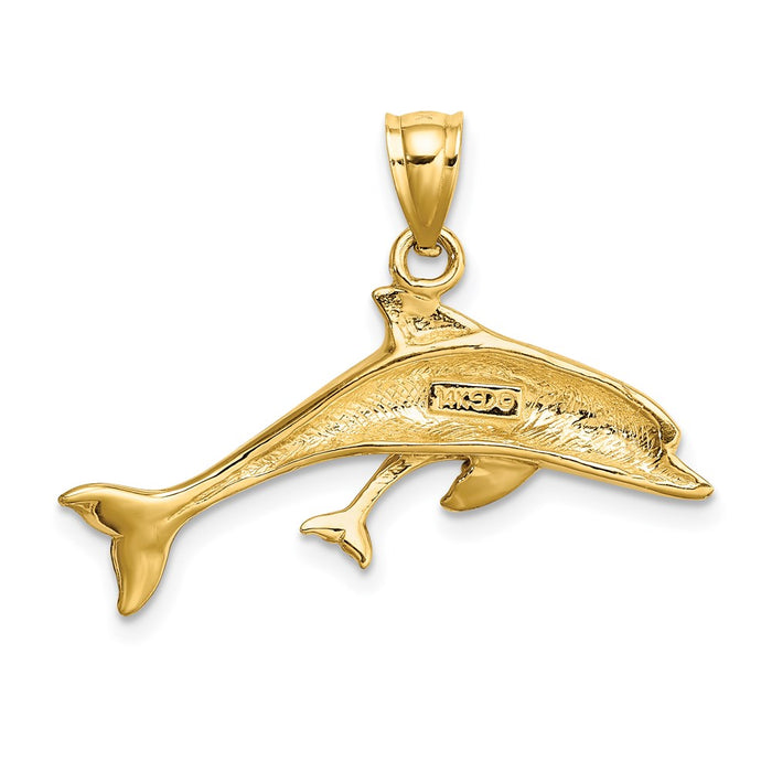 Million Charms 14K Yellow Gold Themed Polished Dolphin & Baby Charm