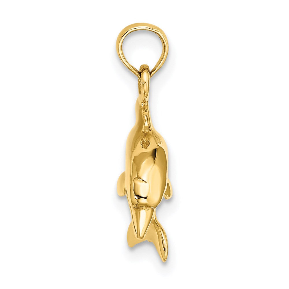 Million Charms 14K Yellow Gold Themed 3-D Dolphin Jumping Charm