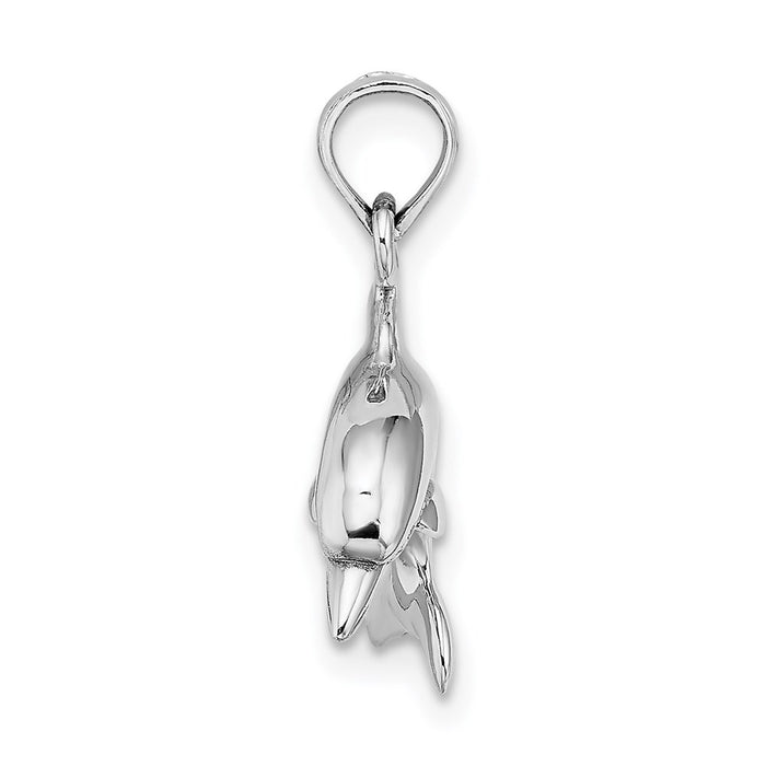 Million Charms 14K White Gold Themed 3-D Dolphin Jumping Charm