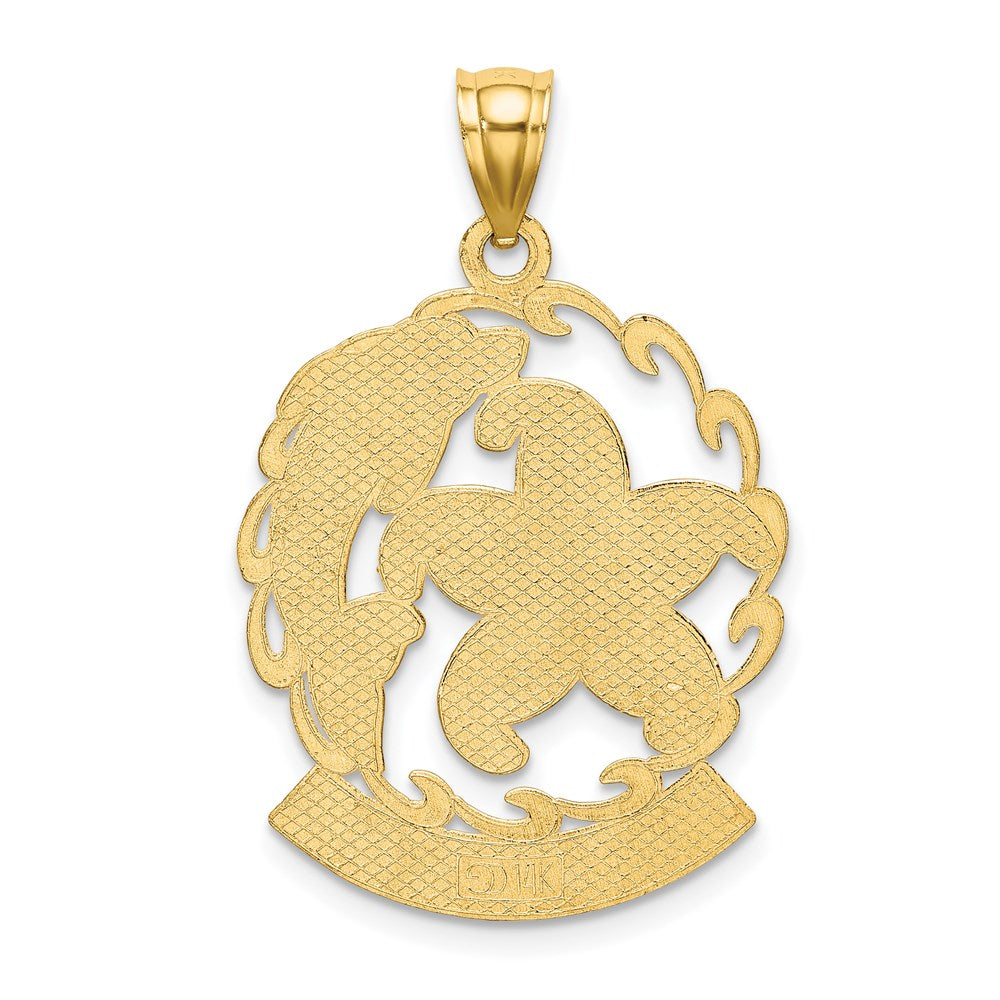 Million Charms 14K Yellow Gold Themed Avalon With Nautical Starfish & Dolphin Charm