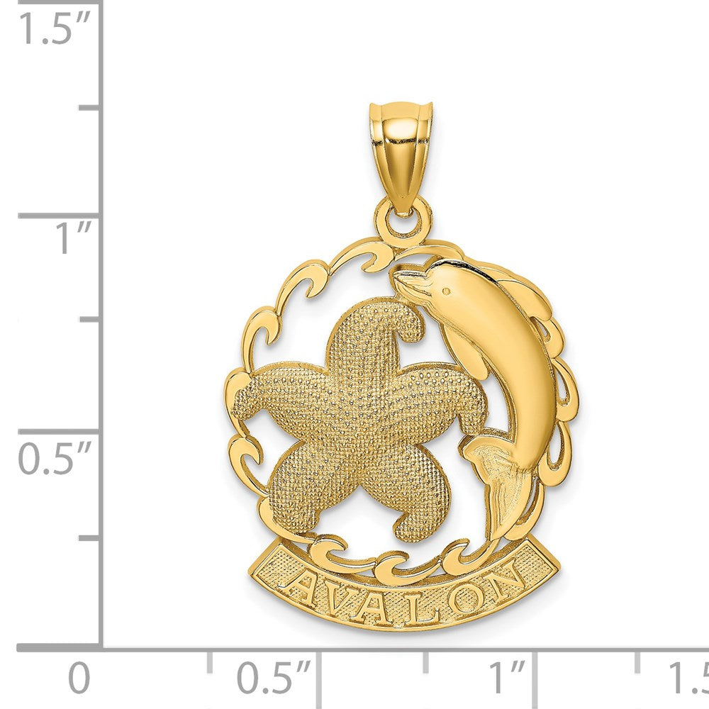 Million Charms 14K Yellow Gold Themed Avalon With Nautical Starfish & Dolphin Charm