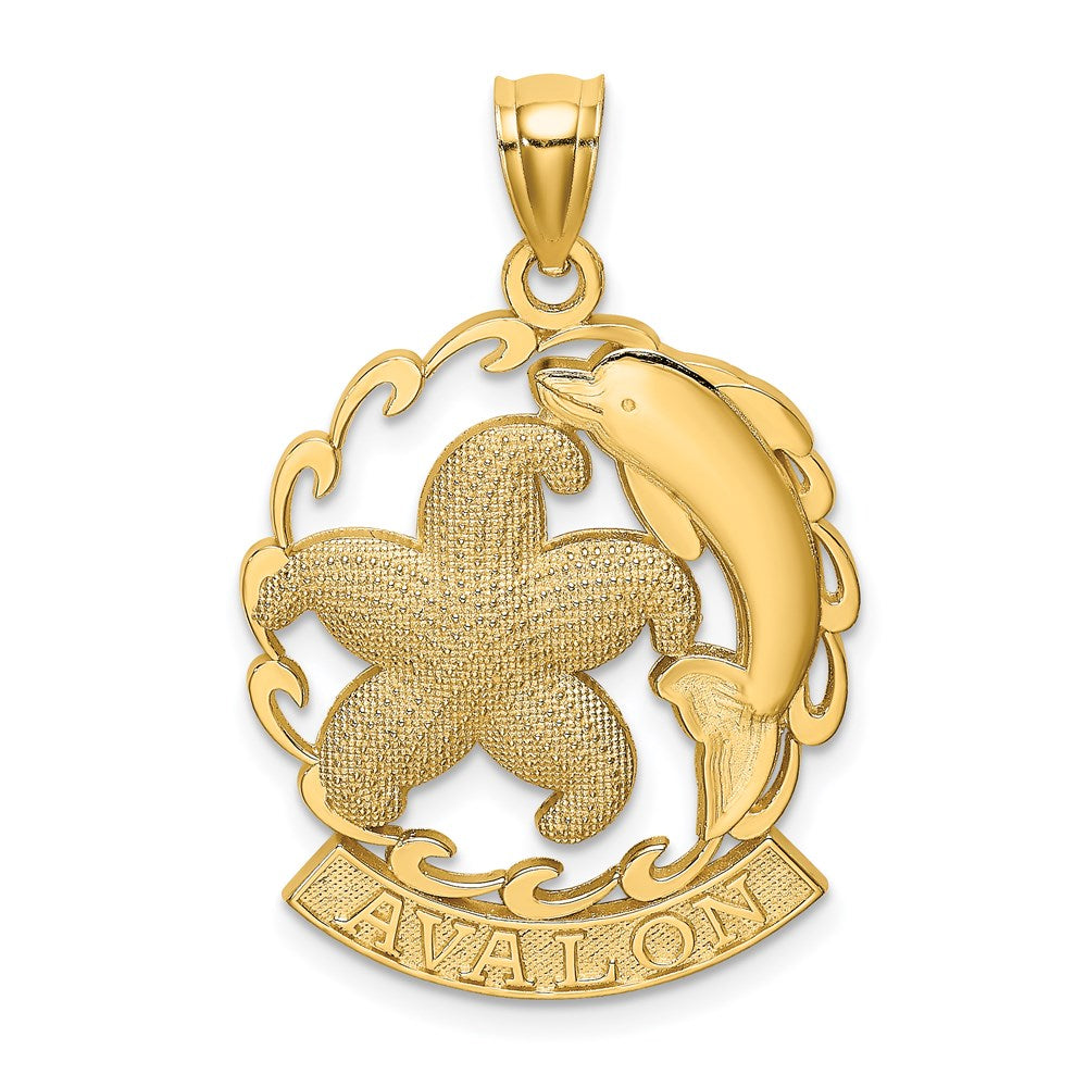 Million Charms 14K Yellow Gold Themed Avalon With Nautical Starfish & Dolphin Charm
