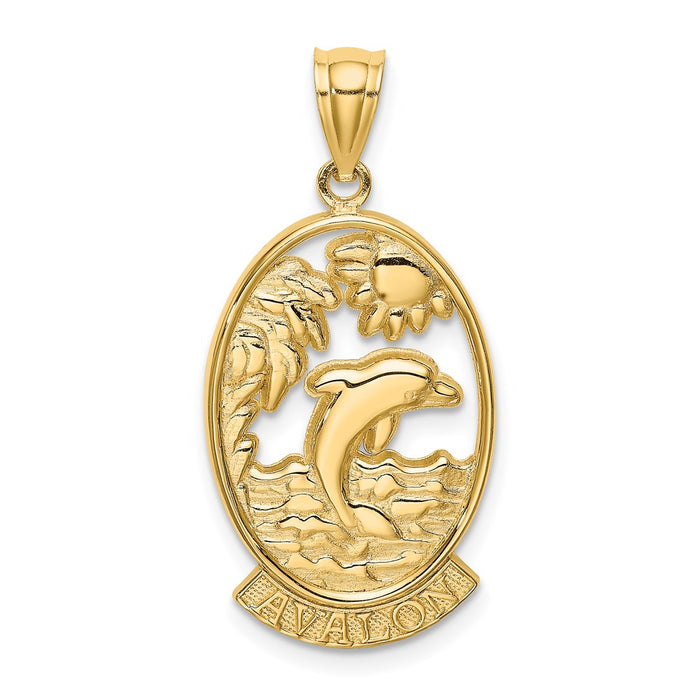 Million Charms 14K Yellow Gold Themed Avalon With Dolphin & Sunset Charm