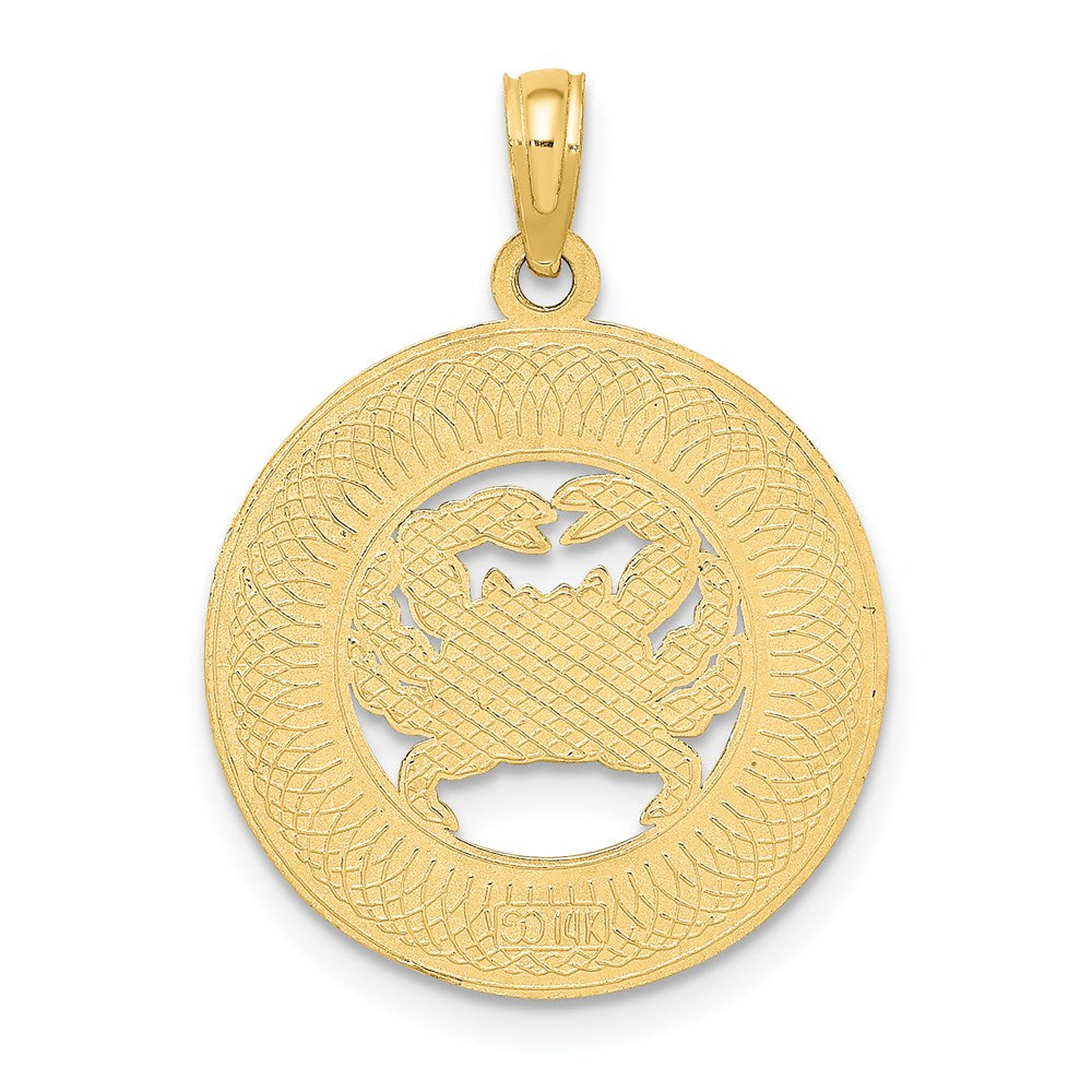 Million Charms 14K Yellow Gold Themed Key West On Round Frame With Crab Charm