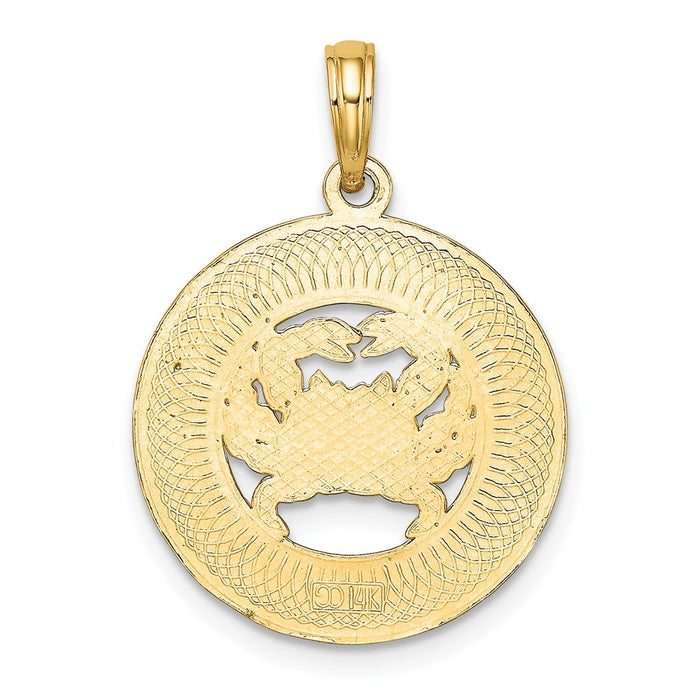 Million Charms 14K Yellow Gold Themed Ocean City On Round Frame With Crab Charm
