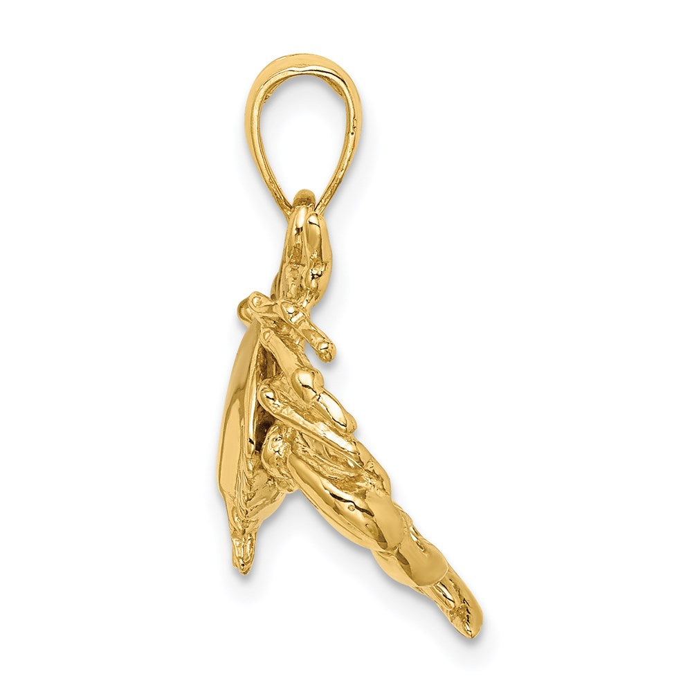 Million Charms 14K Yellow Gold Themed 2-D Stone Crab Facing Down Charm