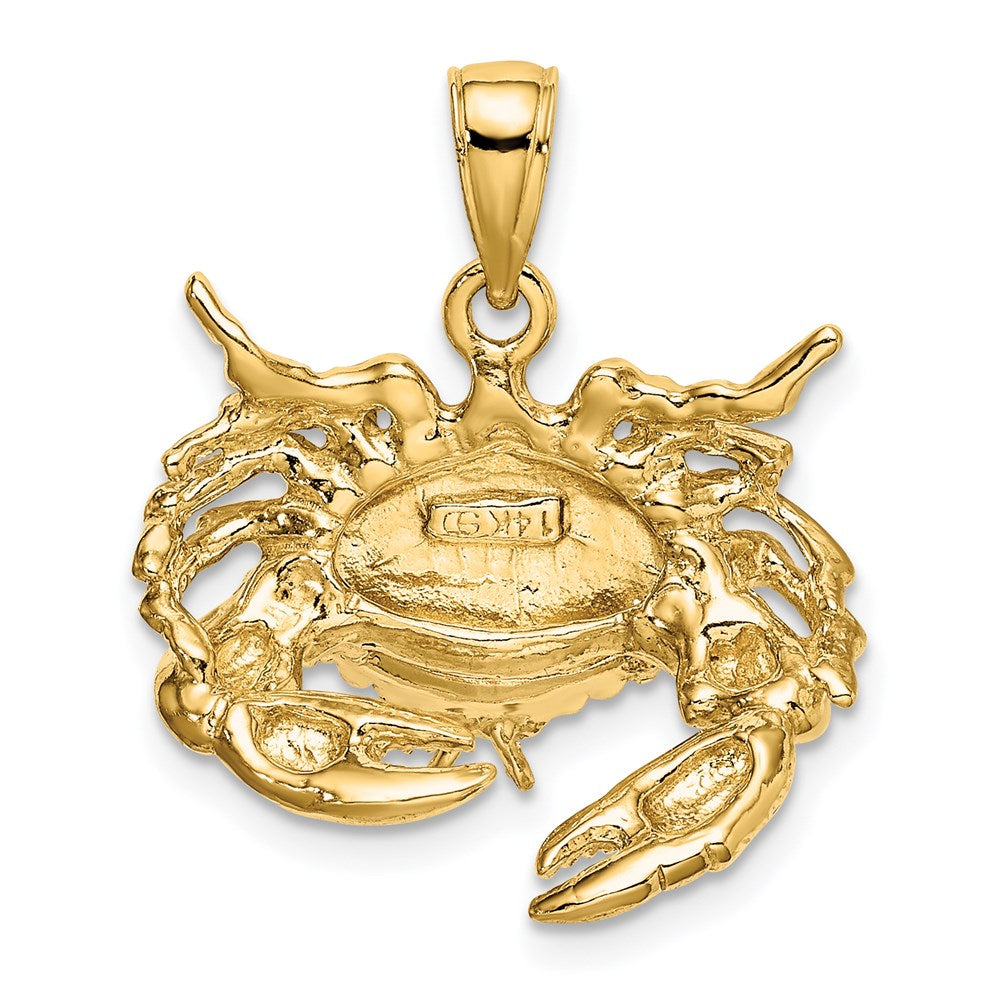 Million Charms 14K Yellow Gold Themed 2-D Stone Crab Facing Down Charm