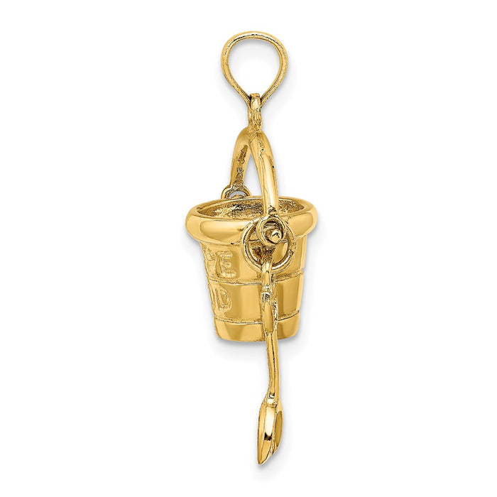 Million Charms 14K Yellow Gold Themed Cape Cod Bucket With Shovel Charm