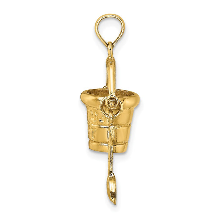 Million Charms 14K Yellow Gold Themed Ocean City Bucket With Shovel Charm