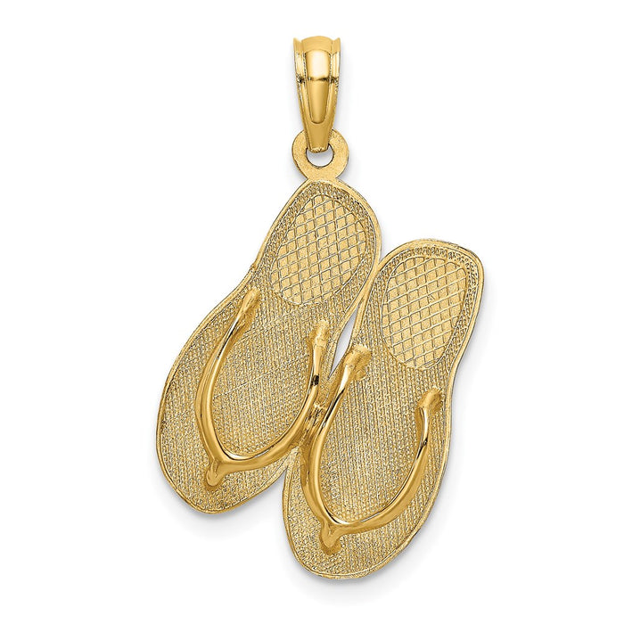 Million Charms 14K Yellow Gold Themed Polished Ocean City Flip-Flop Charm