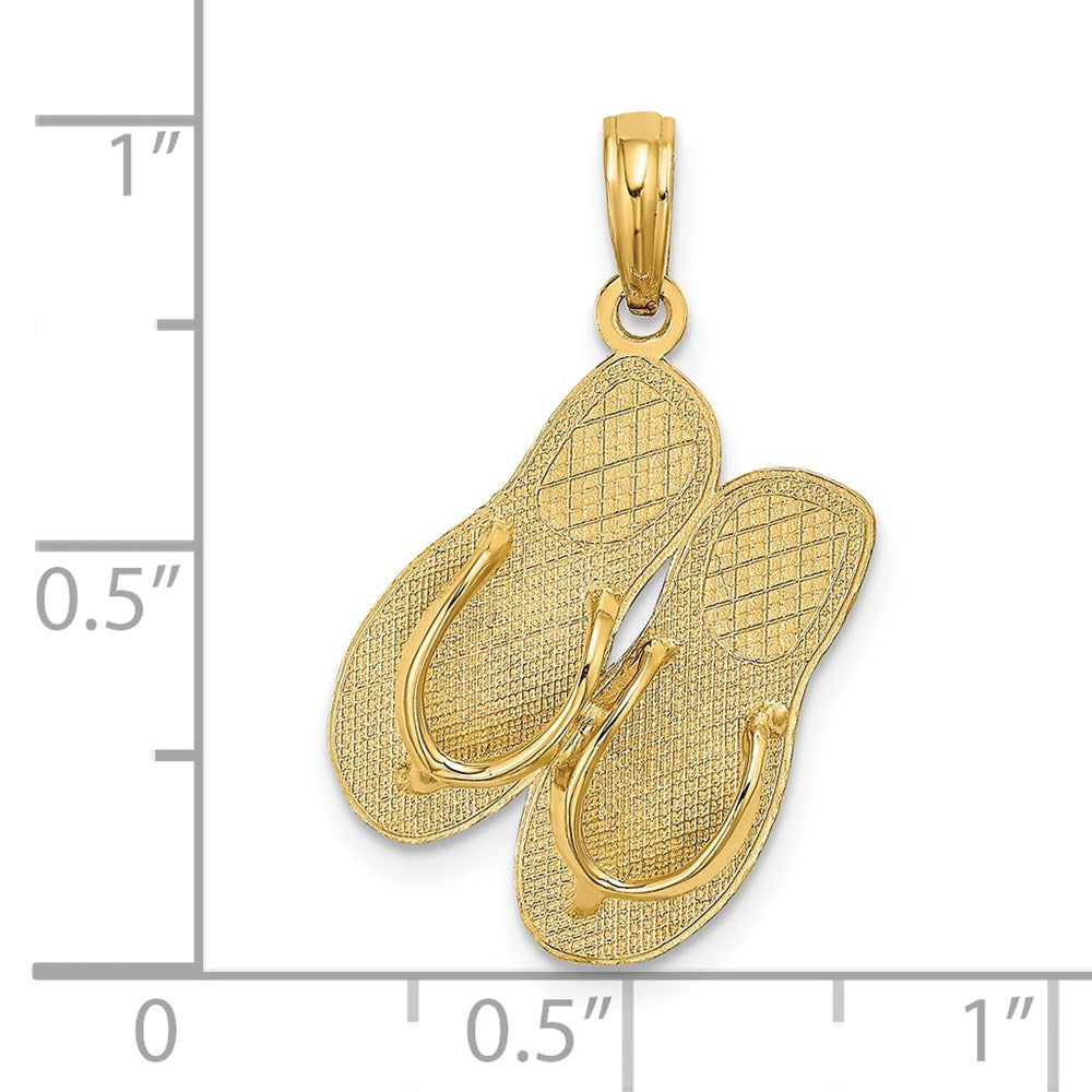 Million Charms 14K Yellow Gold Themed Large Polished Cape May Double Flip-Flop Charm