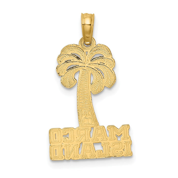 Million Charms 14K Yellow Gold Themed Flat Marco Island Under Palm Tree Charm