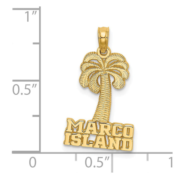 Million Charms 14K Yellow Gold Themed Flat Marco Island Under Palm Tree Charm