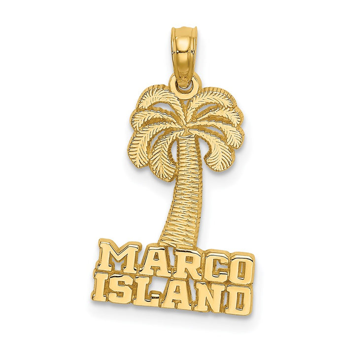 Million Charms 14K Yellow Gold Themed Flat Marco Island Under Palm Tree Charm