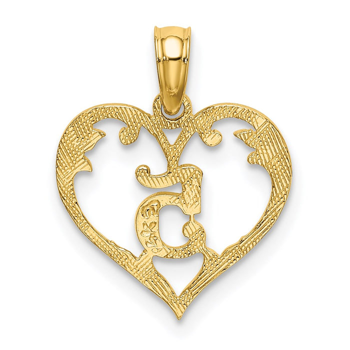 Million Charms 14K Yellow Gold Themed 5 Inside Heart Charm