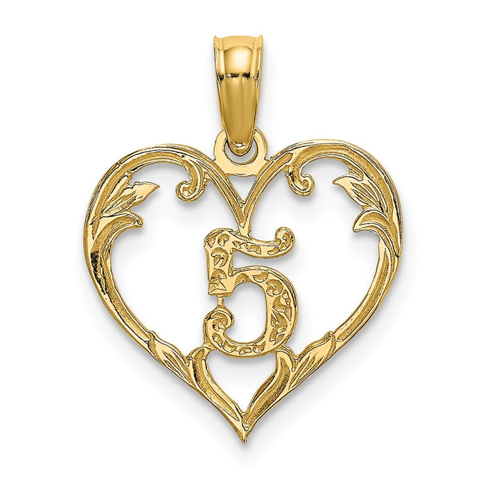 Million Charms 14K Yellow Gold Themed 5 Inside Heart Charm