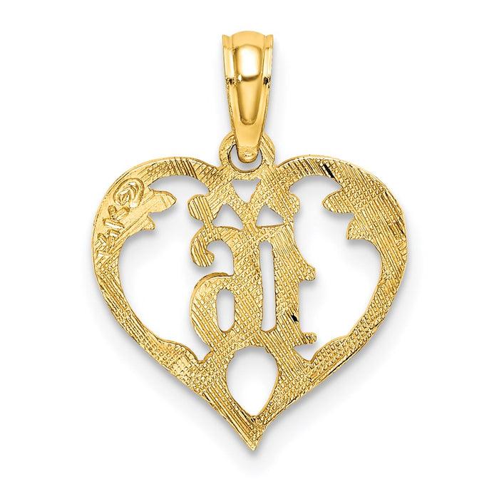 Million Charms 14K Yellow Gold Themed 16 Inside Heart Charm