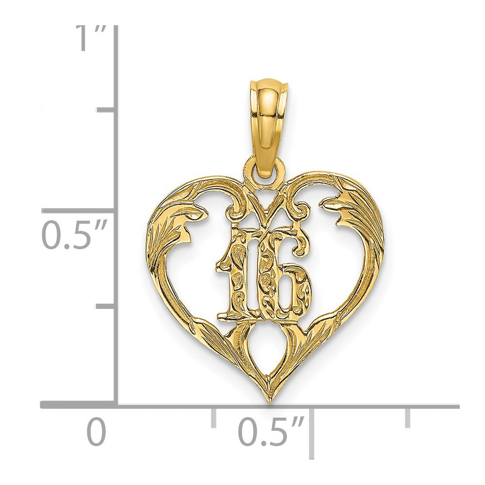 Million Charms 14K Yellow Gold Themed 16 Inside Heart Charm
