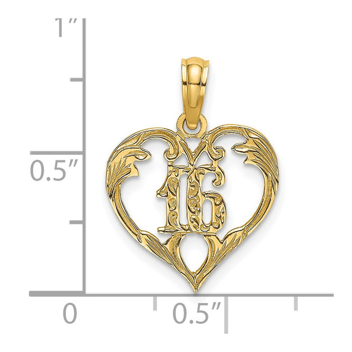 Million Charms 14K Yellow Gold Themed 16 Inside Heart Charm