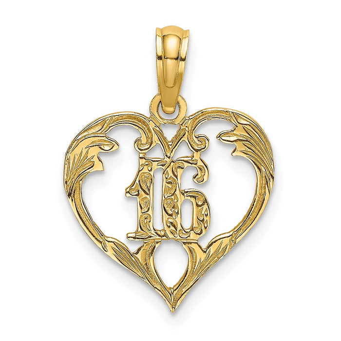 Million Charms 14K Yellow Gold Themed 16 Inside Heart Charm