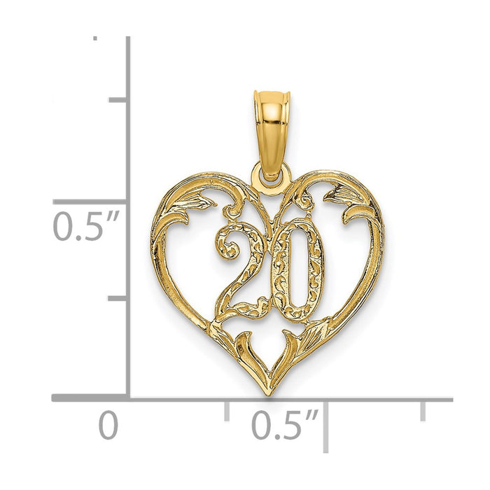 Million Charms 14K Yellow Gold Themed 20 Inside Heart Charm