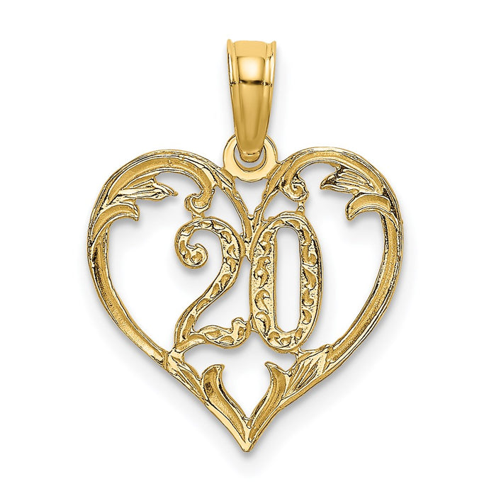 Million Charms 14K Yellow Gold Themed 20 Inside Heart Charm