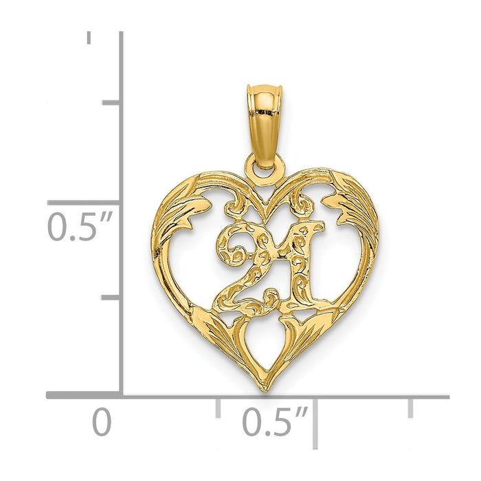 Million Charms 14K Yellow Gold Themed 21 Inside Heart Charm