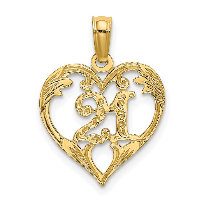 Million Charms 14K Yellow Gold Themed 21 Inside Heart Charm