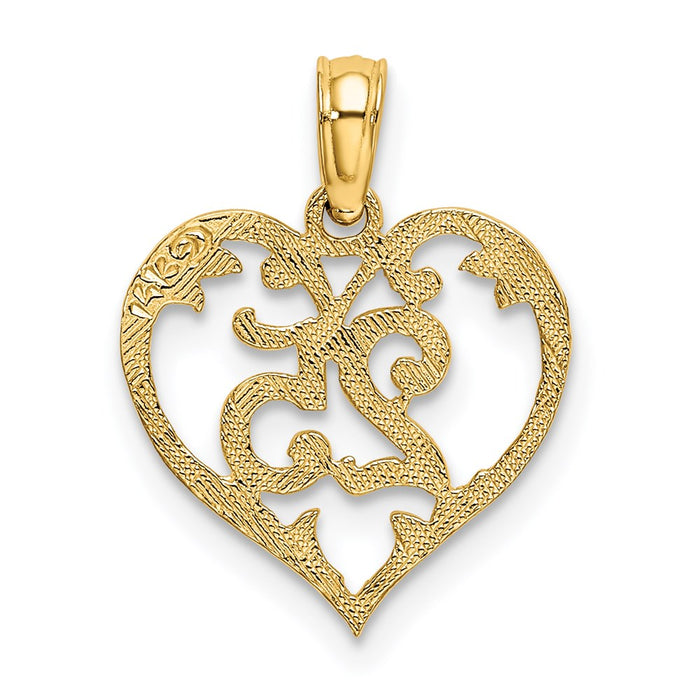 Million Charms 14K Yellow Gold Themed 25 Inside Heart Charm